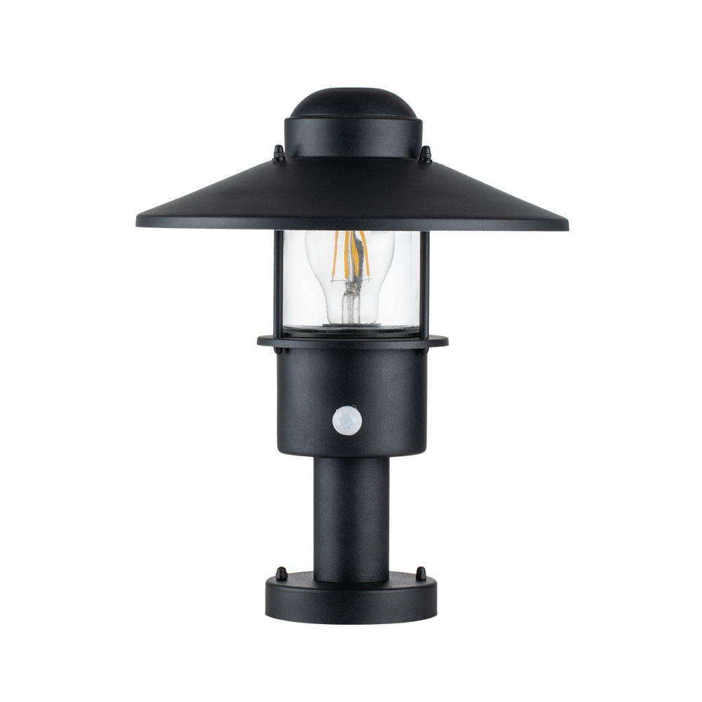 Elstead Klampenborg 1 Light Pedestal with PIR in Black