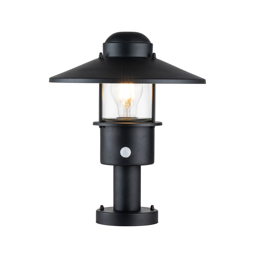 Elstead Klampenborg 1 Light Pedestal with PIR in Black