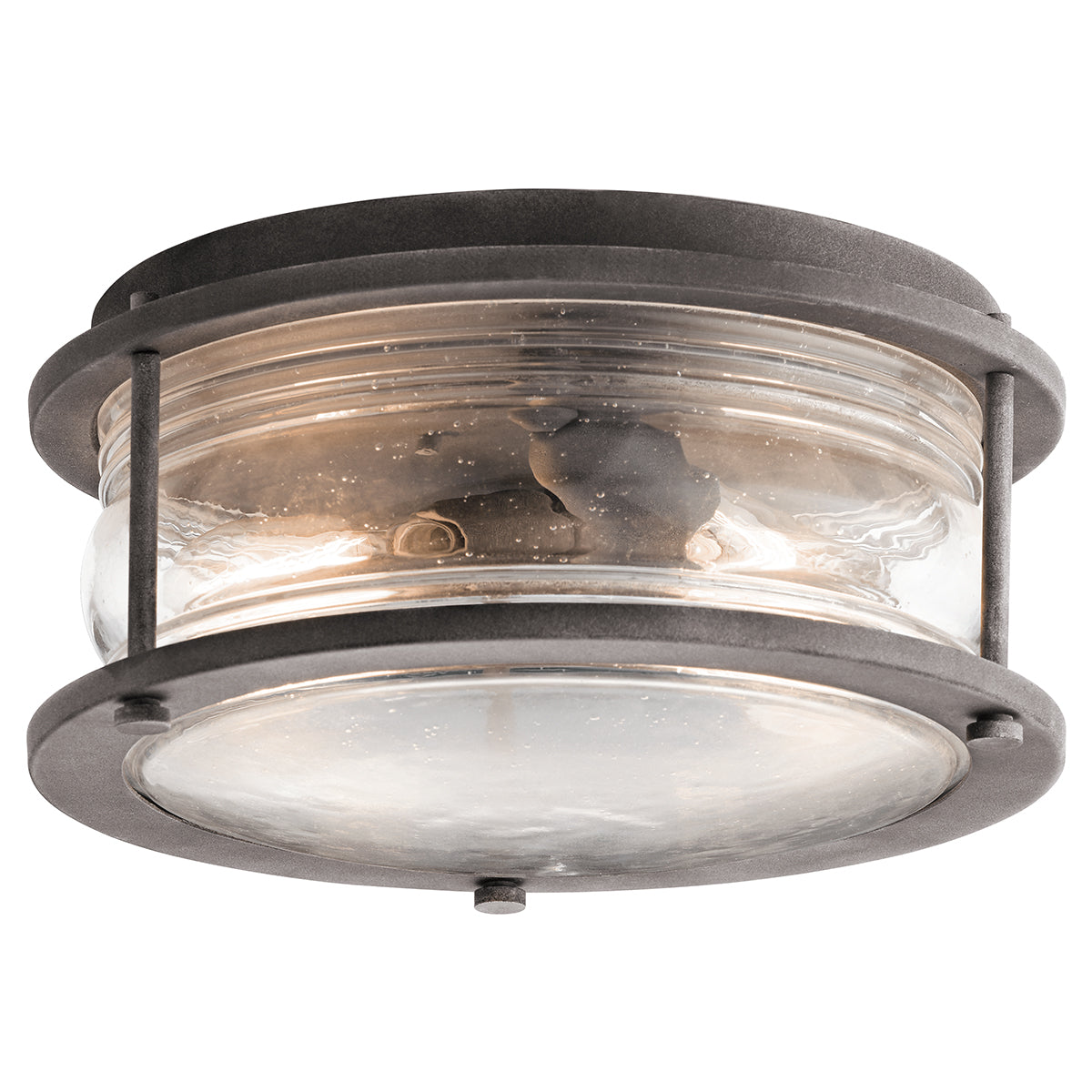 Kichler Ashlandbay 2 Light Outdoor Flush Ceiling Light in Weathered Zinc