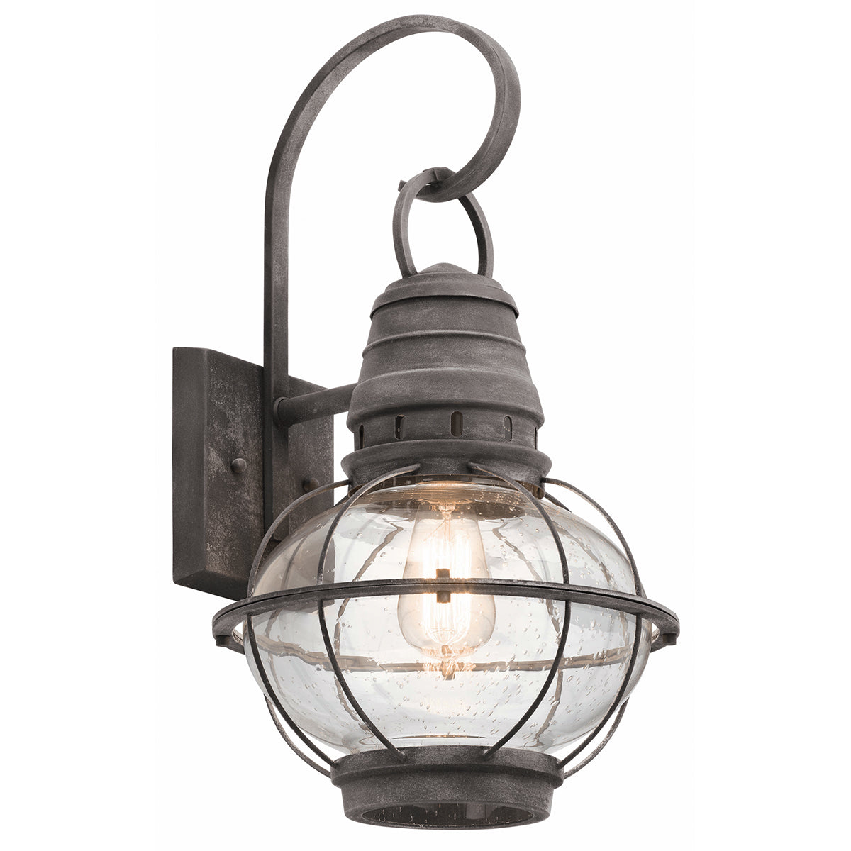 Kichler Bridge Point Large Outdoor Wall Lantern in Weathered Zinc