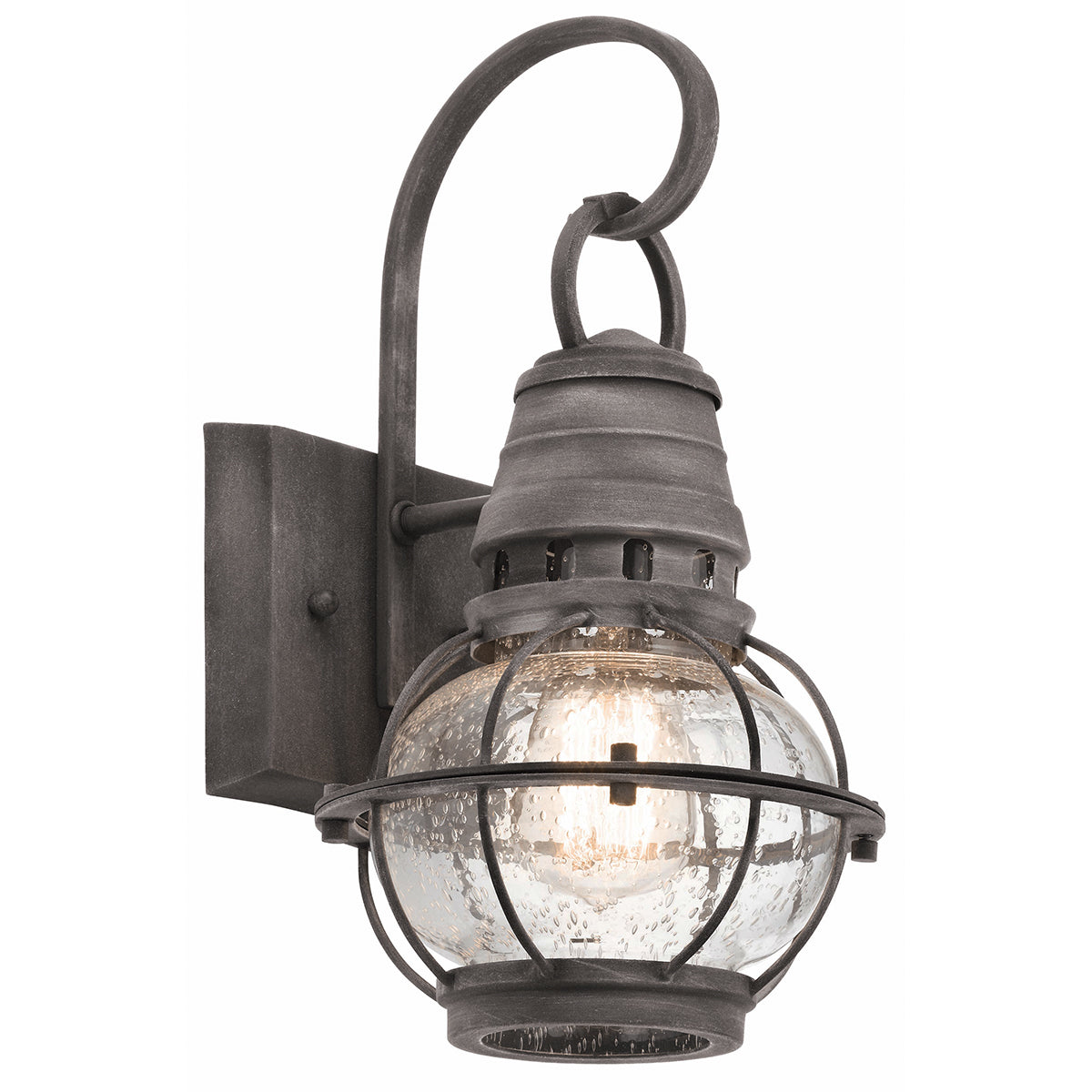 Kichler Bridge Point Small Outdoor Wall Lantern in Weathered Zinc
