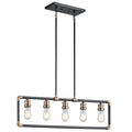 Kichler Imahn 5 Light Pendant Light in Black and Natural Brass