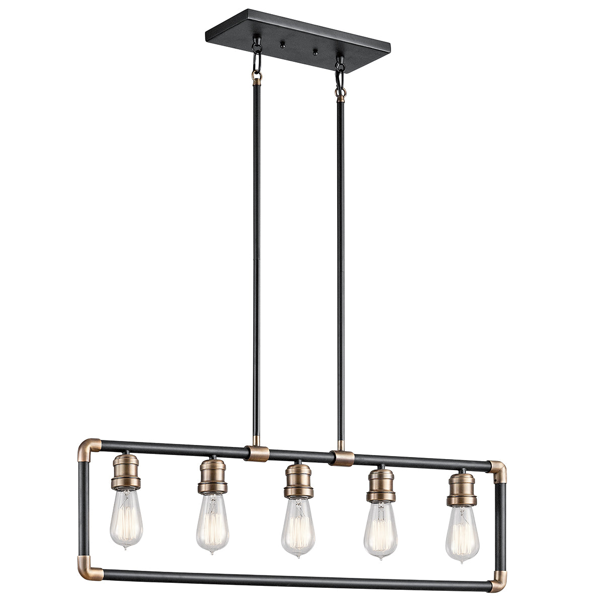 Kichler Imahn 5 Light Pendant Light in Black and Natural Brass