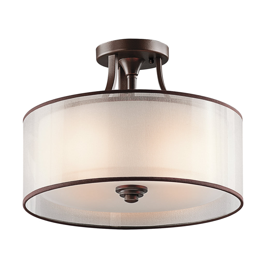Kichler Lacey 3 Light Semi Flush Ceiling Light in Mission Bronze
