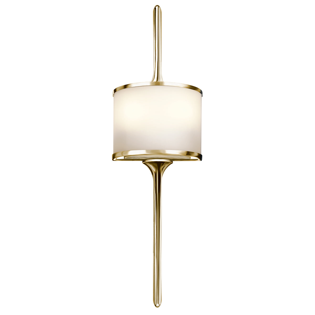 Kichler Mona Small 2 Light Wall Light in Polished Brass with Glass Shade