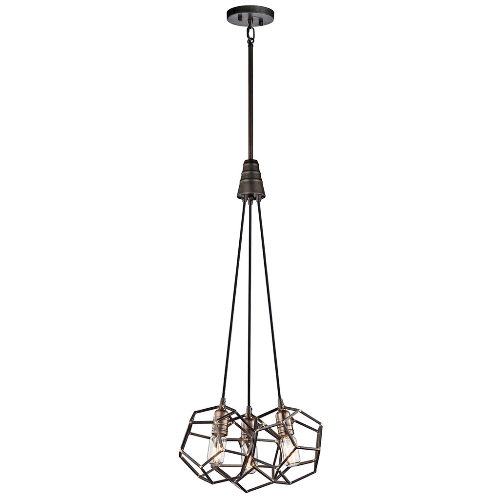 Kichler Rocklyn 3 Light Cluster Pendant Light in Raw Steel