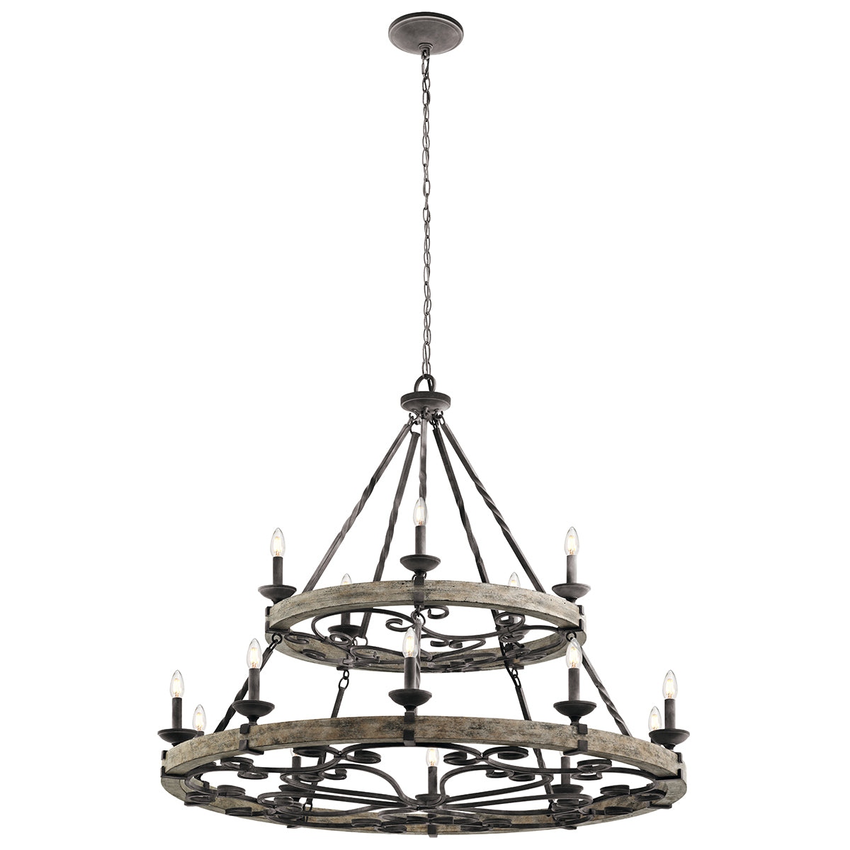Kichler Taulbee 15 Light Chandelier in Weathered Zinc
