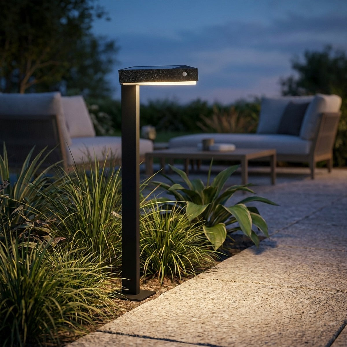 Kobra 500lm Solar Bollard 93 cm - Black Glitter Recycled PETG Head with Aluminium Stem