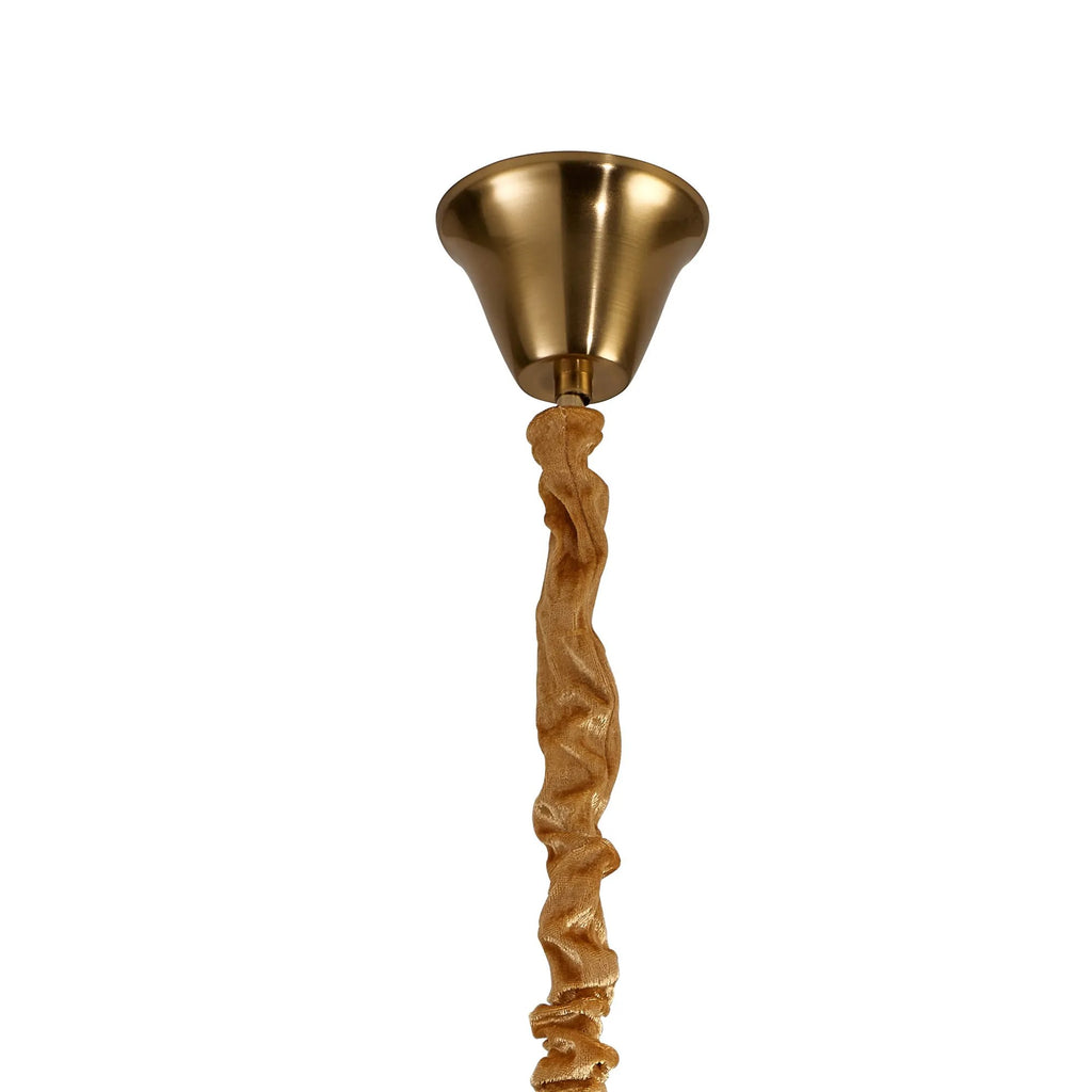 Regent Fontainebleau Round 5 Light Pendant Light in Brass with Cognac Sculpted Glass