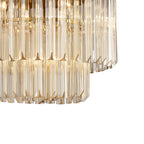 Regent Fontainebleau Round 5 Light Pendant Light in Brass with Cognac Sculpted Glass