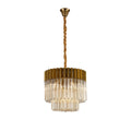 Regent Fontainebleau Round 5 Light Pendant Light in Brass with Cognac Sculpted Glass