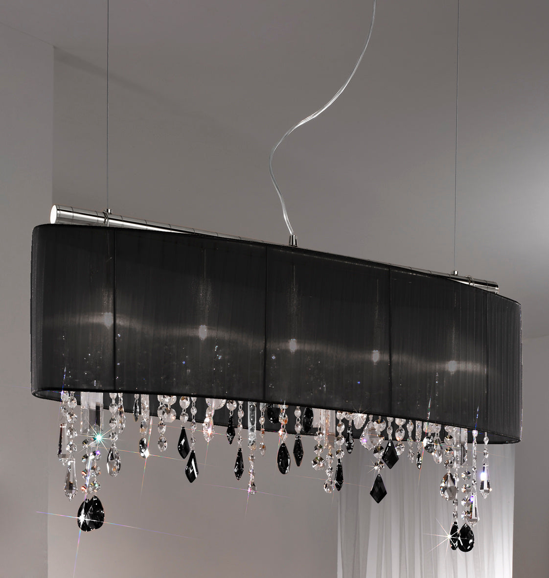 Kolarz 0240.85.5.BK.STR JET Paralume Spectra Crystals 5 Light Bar Pendant Chrome Frame