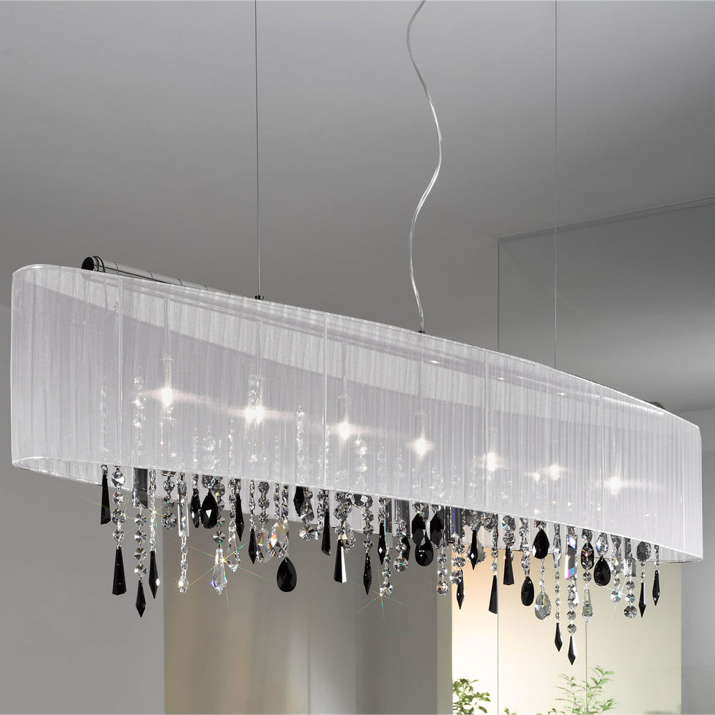 Kolarz 0240.87.5.W.STR JET Paralume Spectra Crystals 7 Light Bar Pendant Chrome Frame