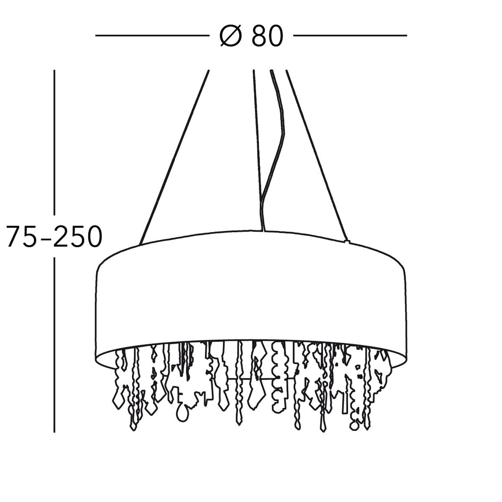 Kolarz 0240.89.5.W.STR JET Paralume Spectra Crystals 9 Light Pendant Chrome Frame