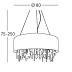 Kolarz 0240.89.5.W.STR JET Paralume Spectra Crystals 9 Light Pendant Chrome Frame
