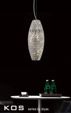Diyas Kos 4 Light Pendant Light in Polished Chrome with Crystal