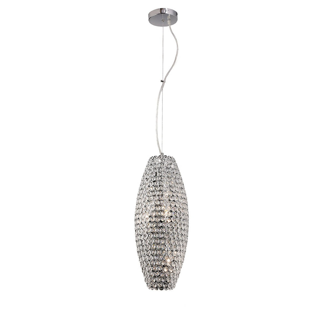 Diyas Kos 4 Light Pendant Light in Polished Chrome with Crystal