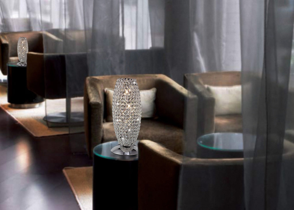 Diyas Kos 3 Light Table Lamp in Polished Chrome with Crystal