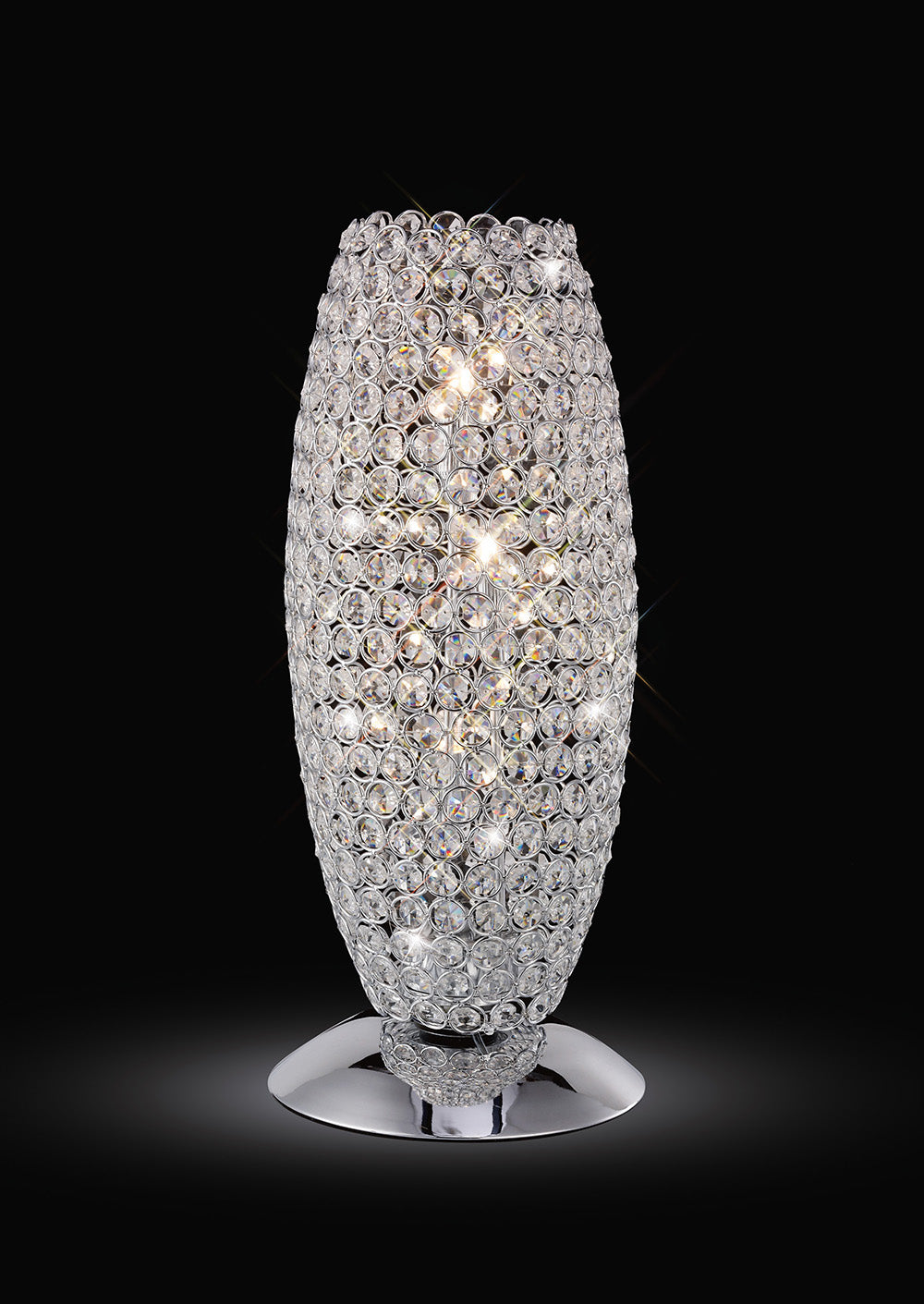 Diyas Kos 3 Light Table Lamp in Polished Chrome with Crystal