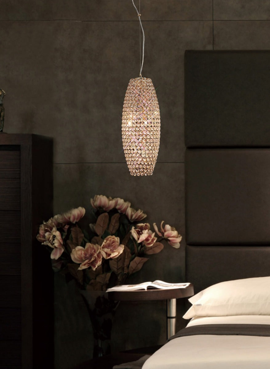 Diyas Kos 4 Light Pendant Light in French Gold with Crystal