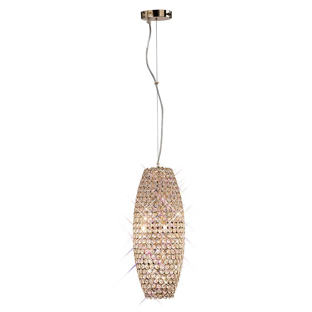Diyas Kos 4 Light Pendant Light in French Gold with Crystal