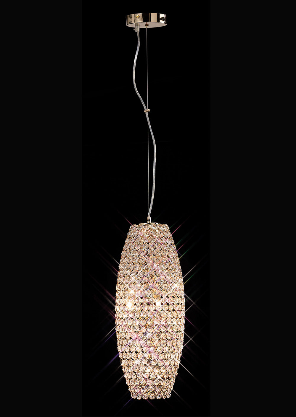 Diyas Kos 4 Light Pendant Light in French Gold with Crystal