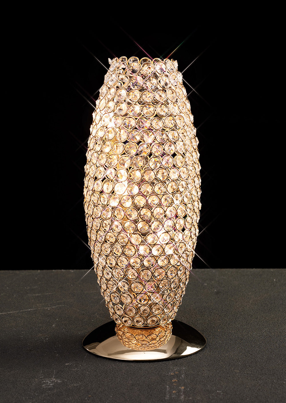 Diyas Kos 3 Light Table Lamp in French Gold with Crystal