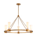 Elstead Kristy 5 Light Chandelier Distressed Gold with Opal Glass Shade