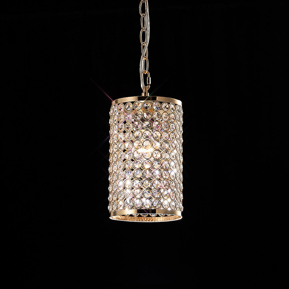 Diyas Kudo Cylinder Shade Non-Electric in French Gold with Crystal