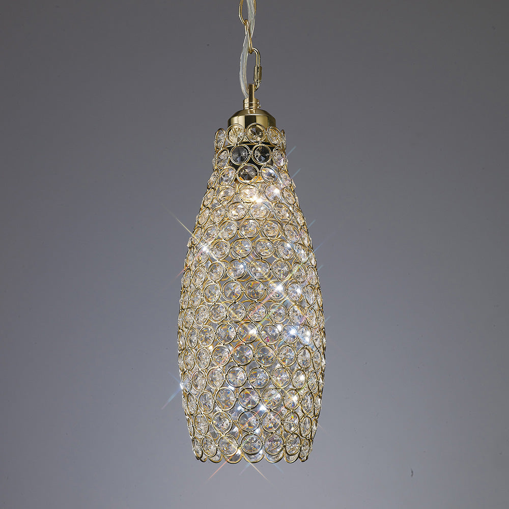 Diyas Kudo Drum Shade Non-Electric in French Gold with Crystal