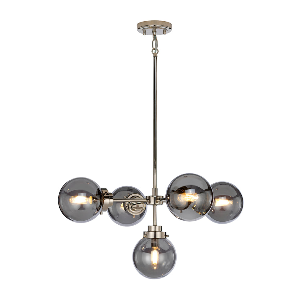 Elstead Kula 5 Light Chandelier in Polished Nickel