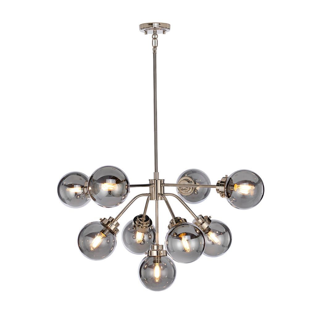 Elstead Kula 9 Light Chandelier in Polished Nickel