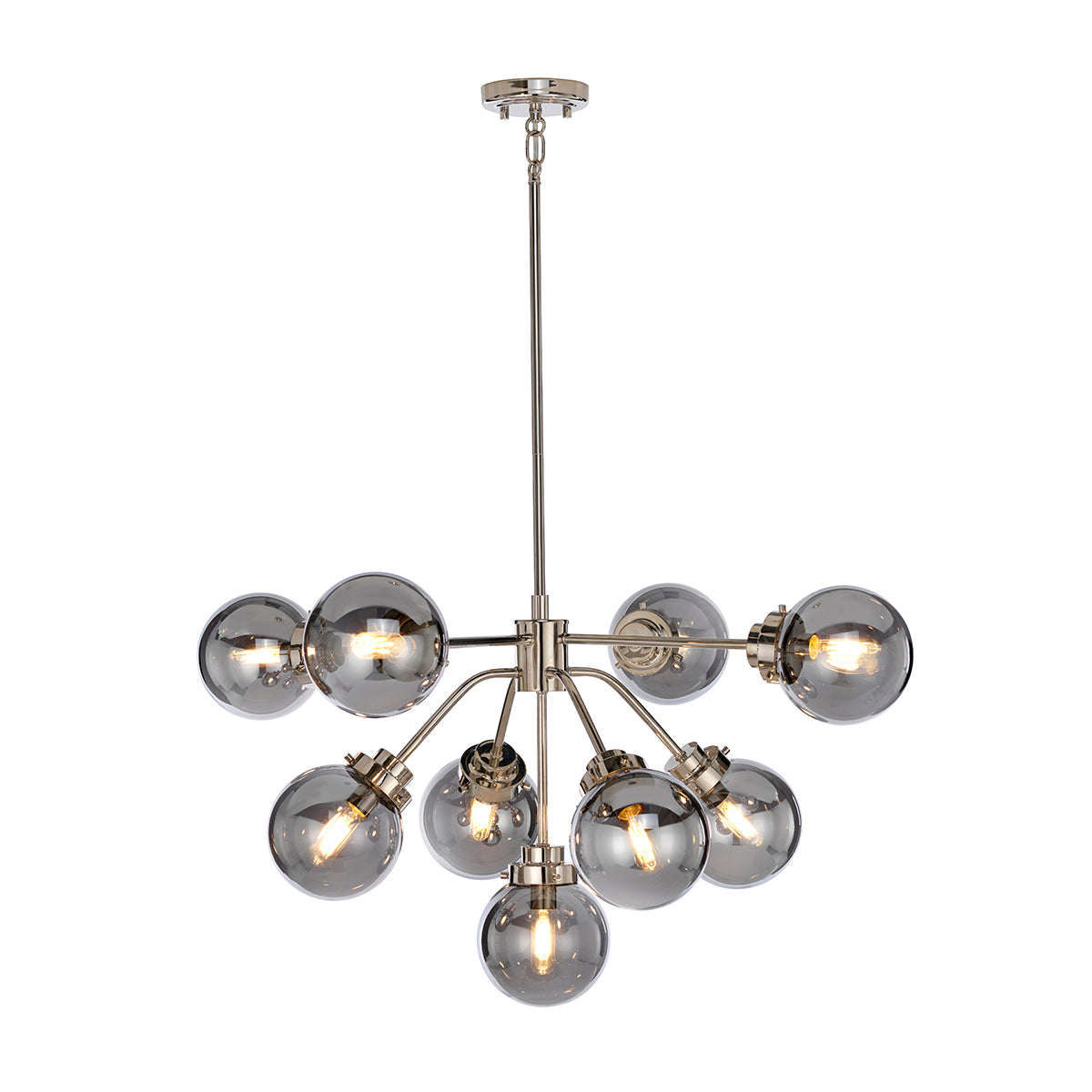 Elstead Kula 9 Light Chandelier in Polished Nickel