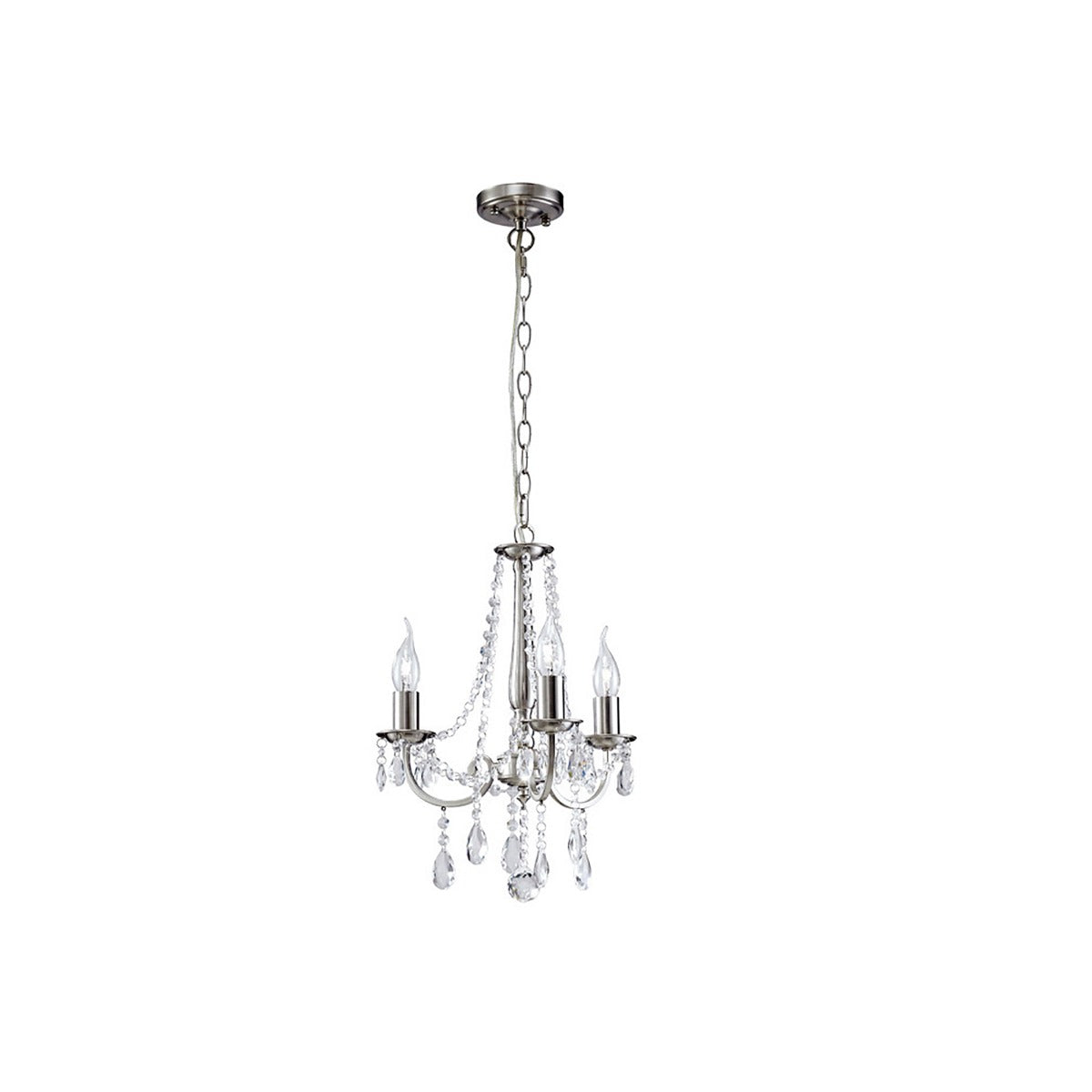 Diyas Kyra 3 Light Pendant Light in Satin Nickel with Crystal