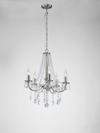 Diyas Kyra 5 Light Pendant Light in Satin Nickel with Crystal
