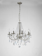 Diyas Kyra 8 Light Pendant Light in Satin Nickel with Crystal