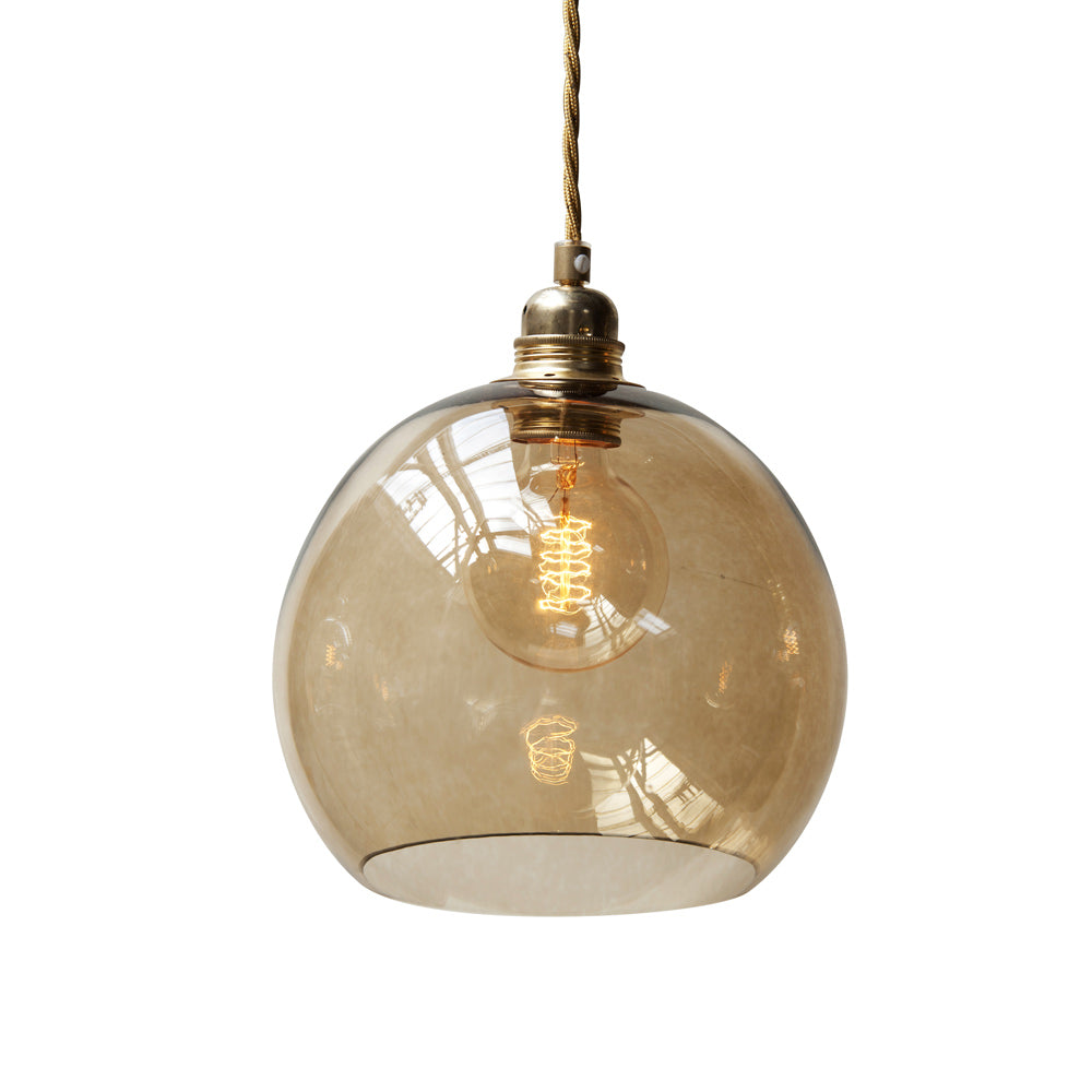 Novena Doorne Medium Pendant Light Matt Gold with Chestnut Brown Shade