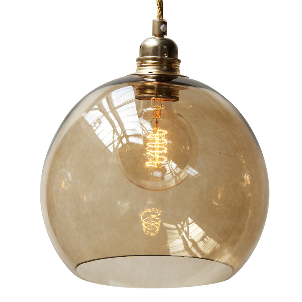 Novena Doorne Medium Pendant Light Matt Gold with Chestnut Brown Shade