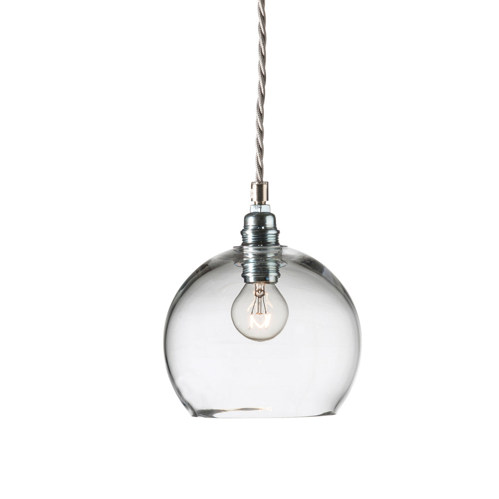 Novena Doorne Small Pendant Light with Clear Shade in Matt Silver