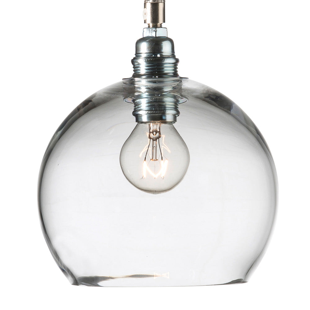 Novena Doorne Small Pendant Light with Clear Shade in Matt Silver