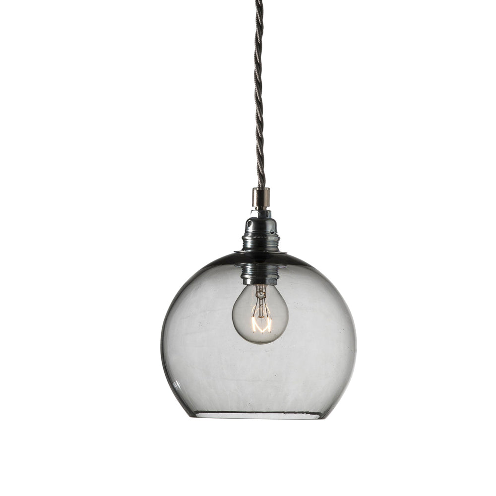 Novena Doorne Small Pendant Light Matt Silver Smokey Grey Shade