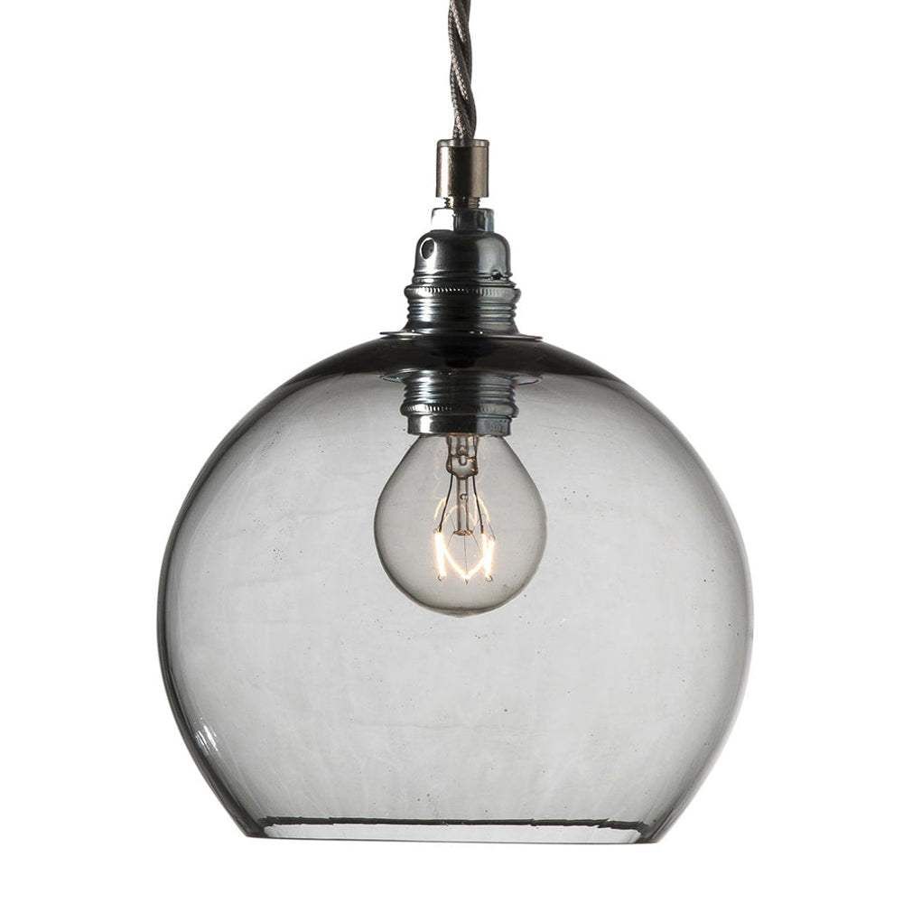Novena Doorne Small Pendant Light Matt Silver Smokey Grey Shade