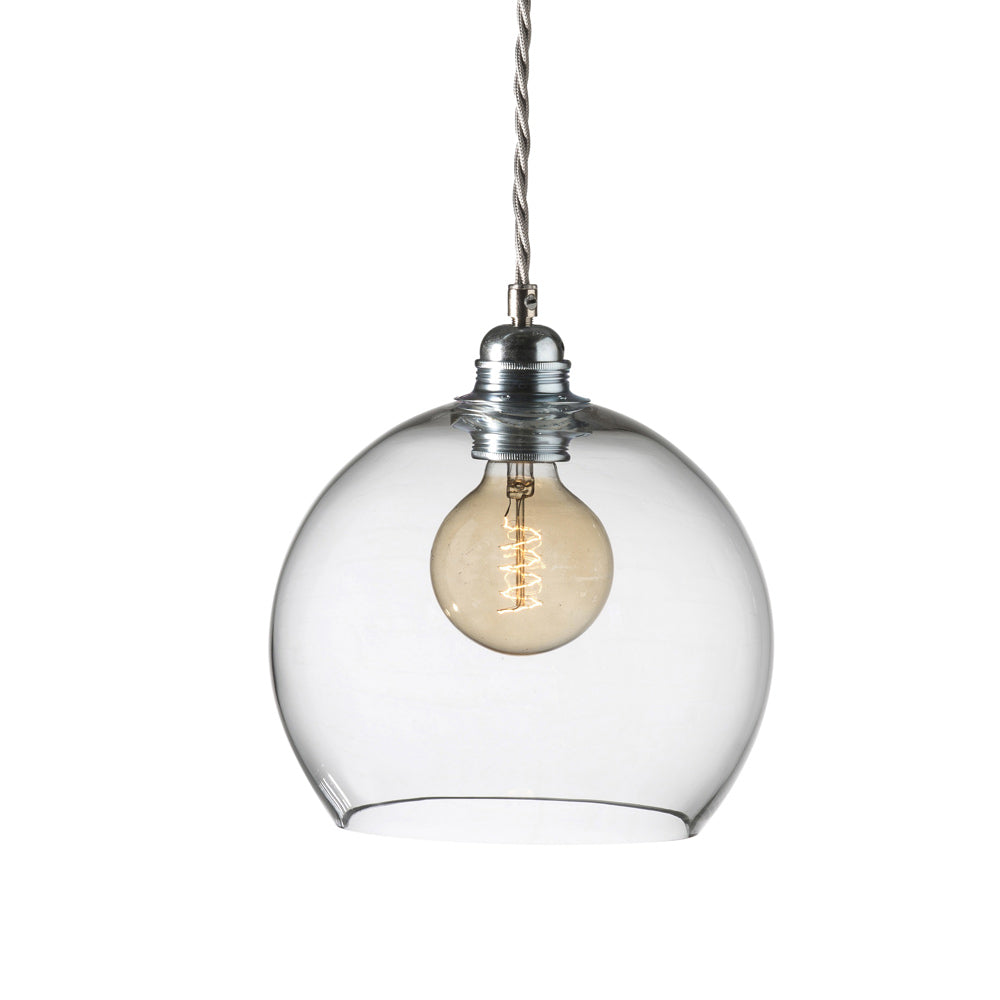 Novena Doorne Medium Pendant Light Matt Silver with Clear Shade