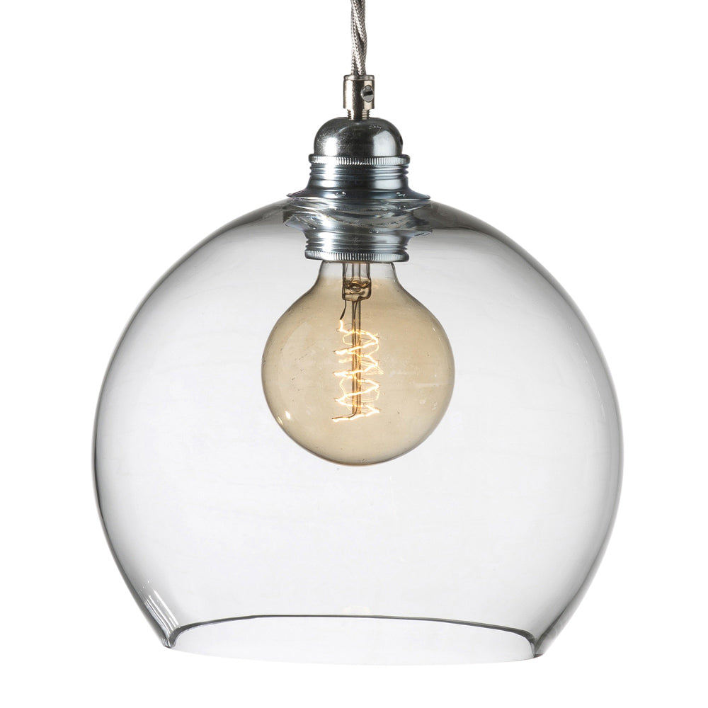 Novena Doorne Medium Pendant Light Matt Silver with Clear Shade
