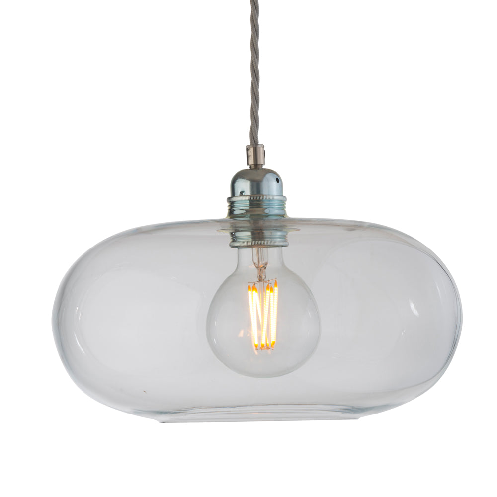 Novena Elburg Medium Pendant Light Matt Silver Clear Shade