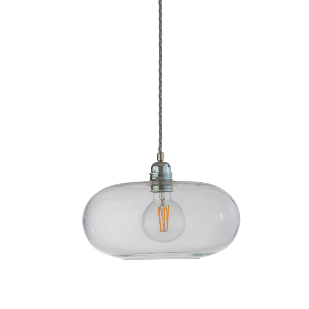 Novena Elburg Medium Pendant Light Matt Silver Clear Shade