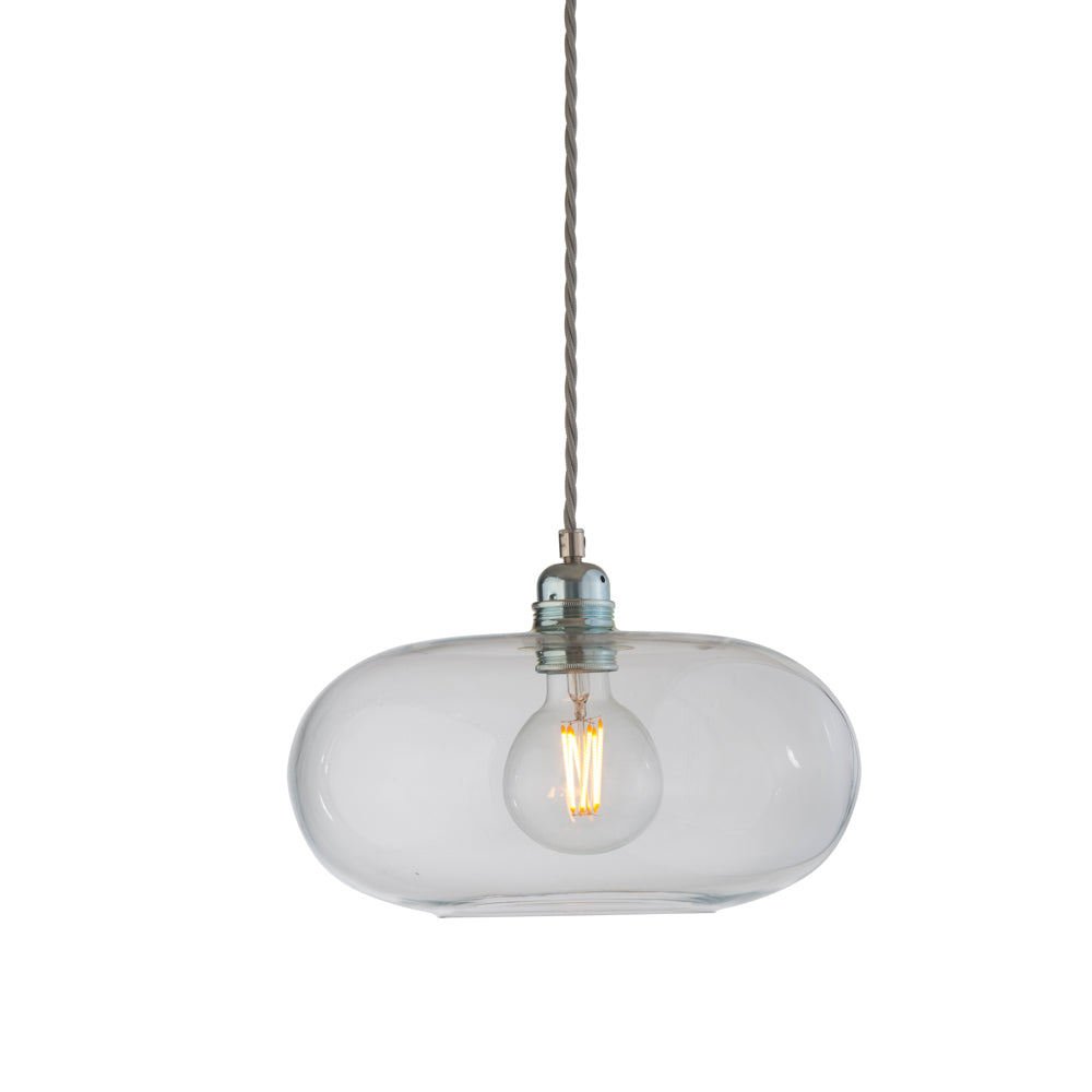 Novena Elburg Medium Pendant Light Matt Silver Clear Shade