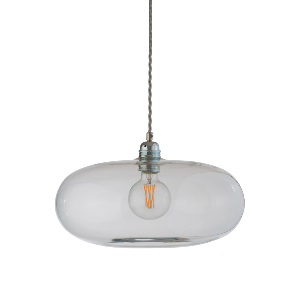 Novena Elburg Large Pendant Light Matt Silver Clear Shade