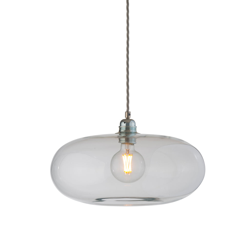 Novena Elburg Large Pendant Light Matt Silver Clear Shade