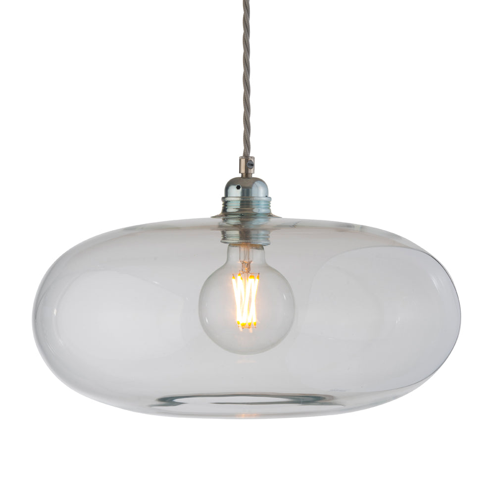Novena Elburg Large Pendant Light Matt Silver Clear Shade